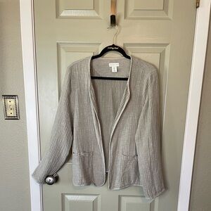 Easygoing Linen Blend Green Adrienne Vittadini Open Jacket